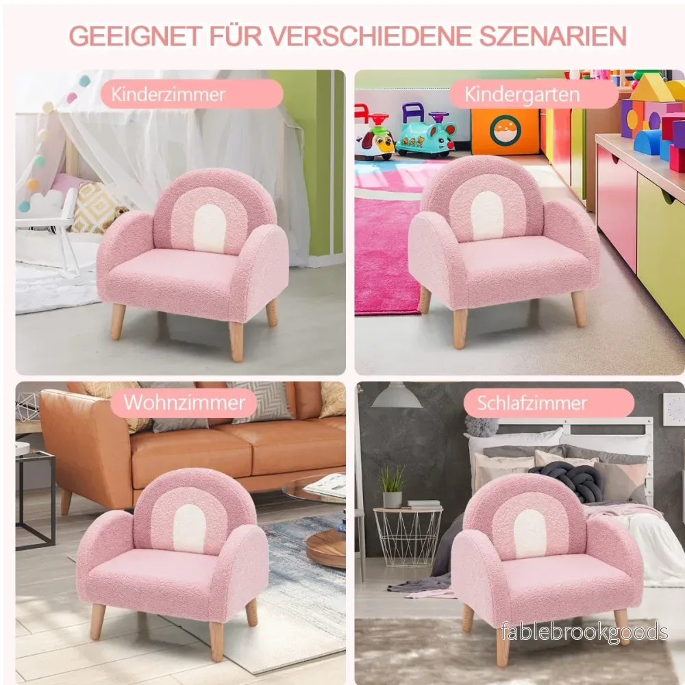 Barnfåtölj – för småbarn Barnsoffa klädd med ryggstöd – Rosa - Bild 2