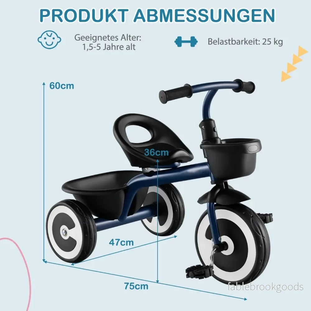 Löparcykel – barn löparcyklar med justerbart säte och korgar fram bak – 2 – Blå - Bild 2