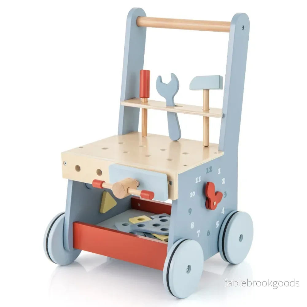 i – Baby Walker Tool Toy med Multi Activity Center och lägre förvaring – 2 1 – Blå