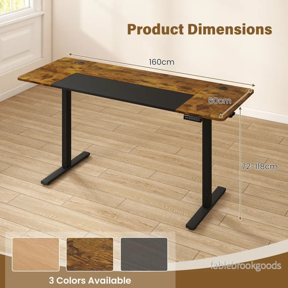 Elektrisk – höjdjusterbart skrivbord med stabil metallram – 160 x 60 cm - Bild 2