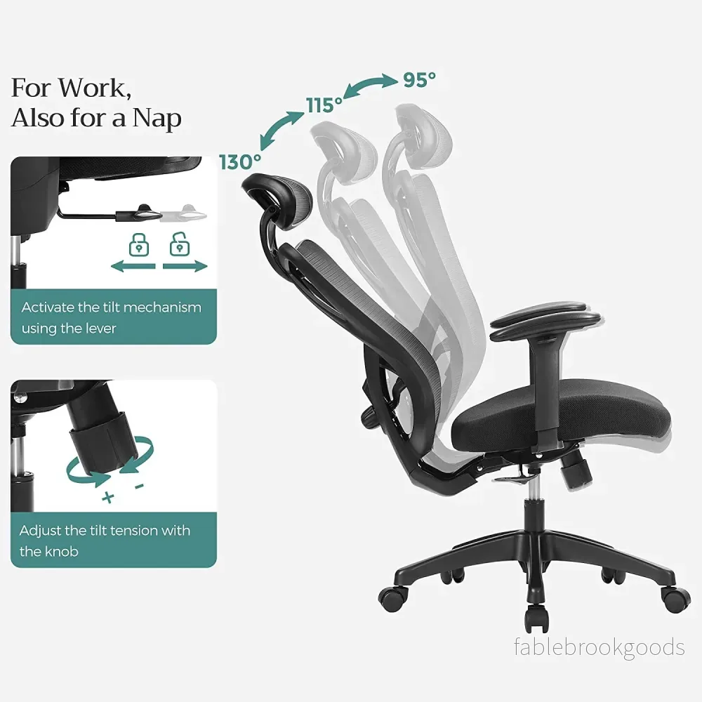 Kontorsstol – Ergonomisk och justerbar – Svart - Bild 2
