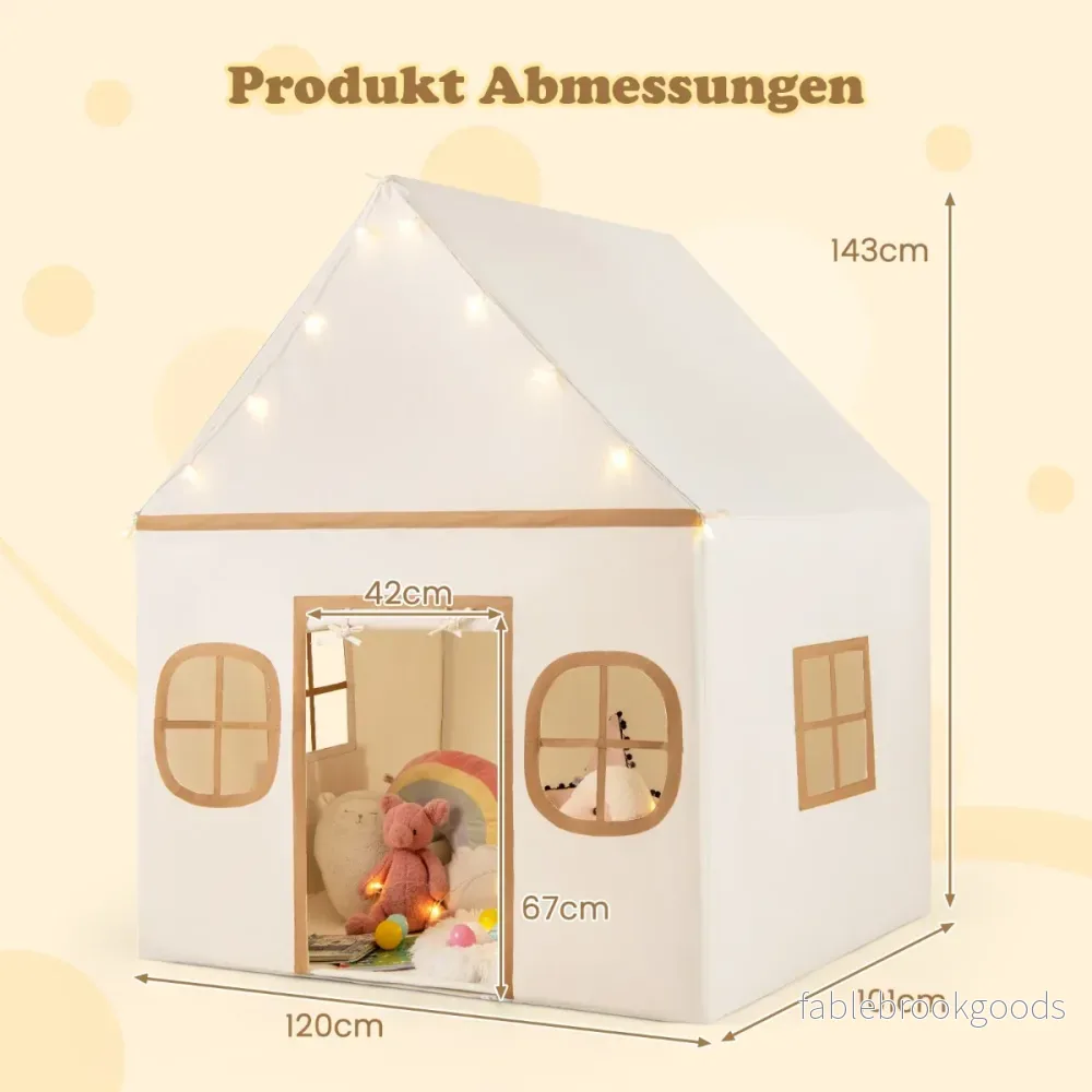 Lekhus – Barn Inomhus med Stjärnljus och Polstrad Matta + – Beige + Brun - Bild 2