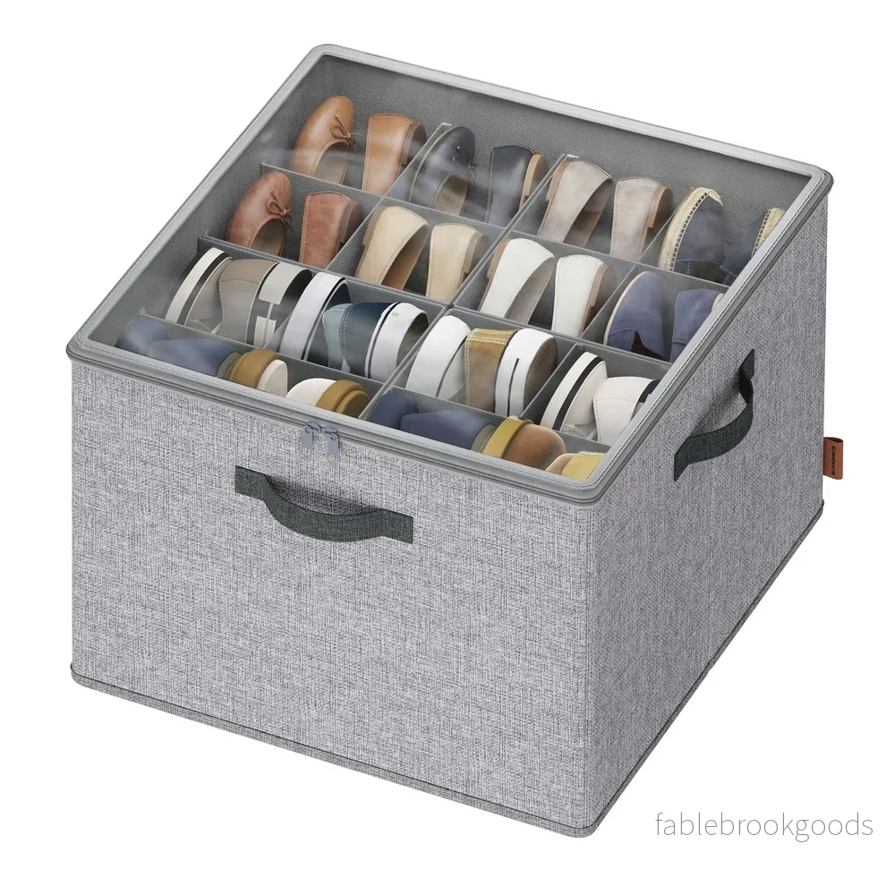 Schoenorganizer - 43 x 43 x 32 cm - voor maximaal 16 paar schoenen - verstelbare tussenschotten - stapelbaar - kleur: duifgrijs - maximum capaciteit: 18 kg