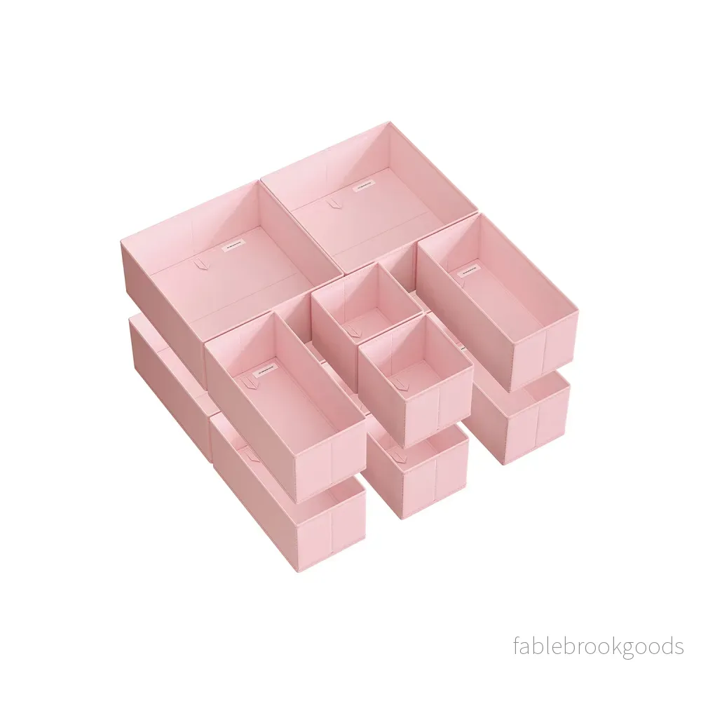 Förvaringsbox Set om 12 – Pastellrosa färg Förvaringsbox Set om 12 – Pastellrosa färg