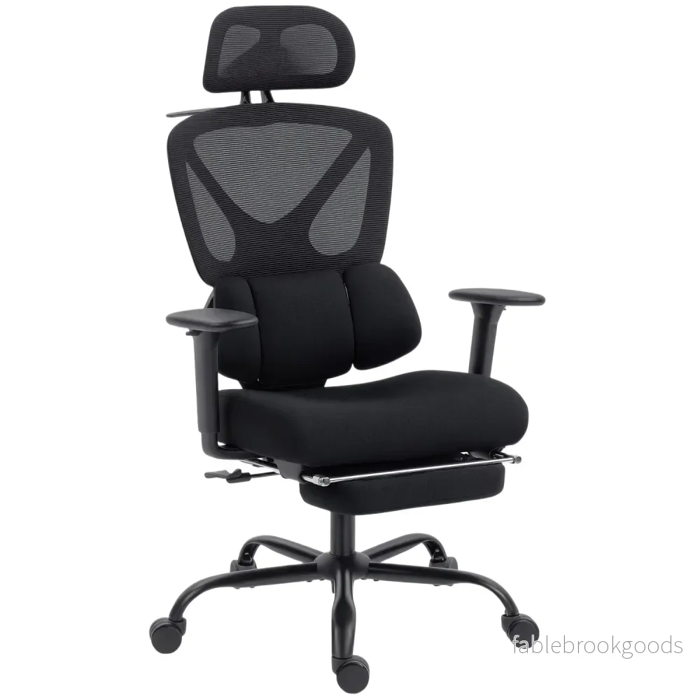 Ergonomisk kontorsstol med nät, ländryggsstöd, justerbart nackstöd