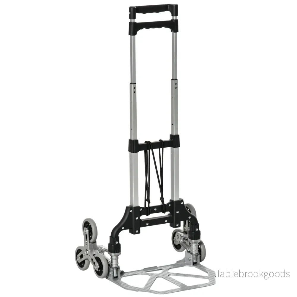 Fällbar trappklättrare i aluminium med 6 hjul, 70 kg kapacitet