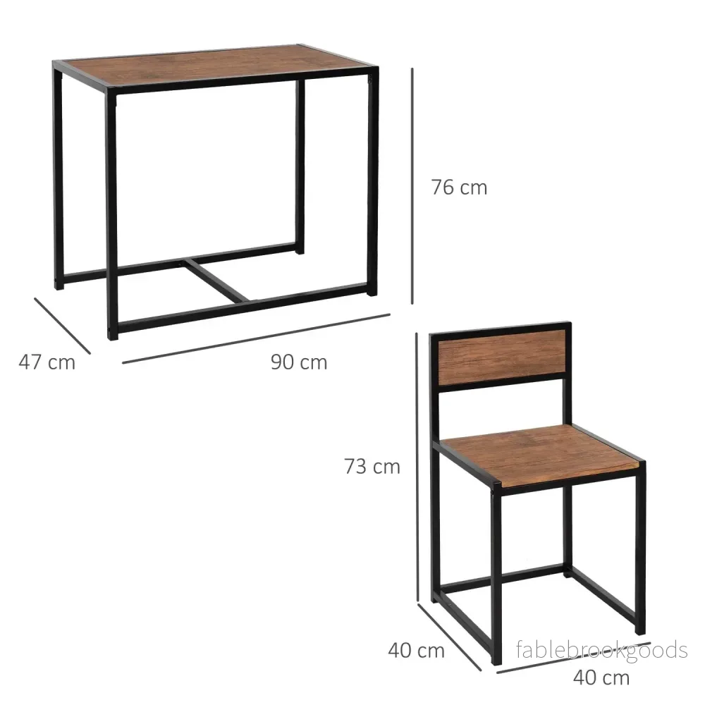 Matsalsset: bord med 2 metallstolar, naturlig finish - Bild 3