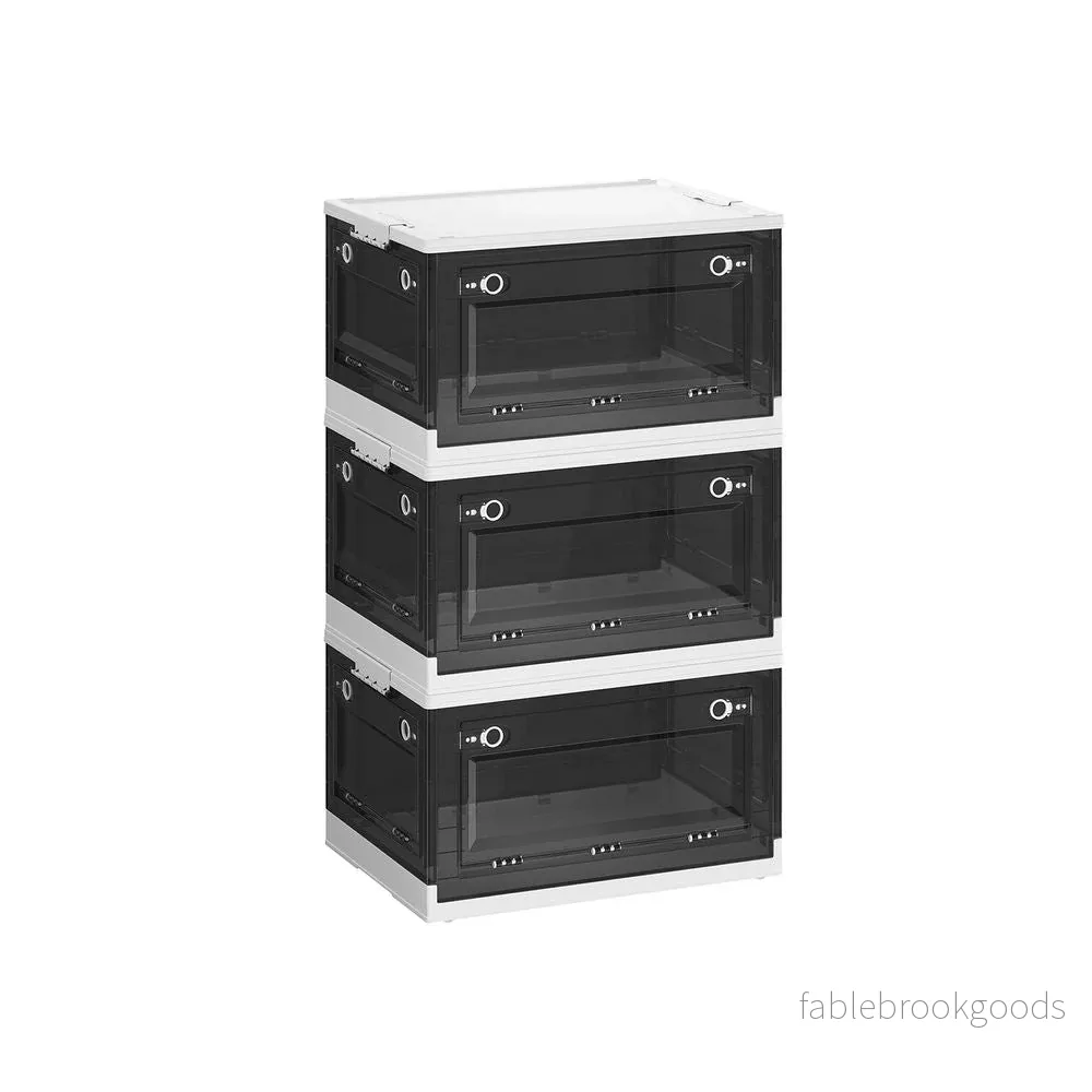 Förvaringsbox Set om 3 med lock Moln Vit-skiffergrå Förvaringsbox Set om 3 med lock Moln Vit-skiffergrå
