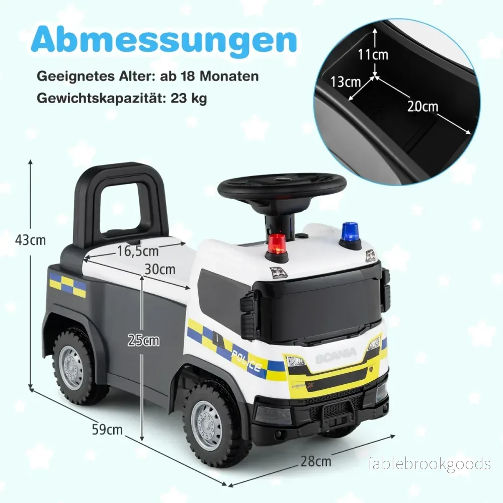 i – skjutbil Polisbil med ratt och förvaringsutrymme – 2 1 – Vit - Bild 2