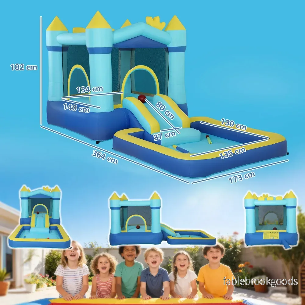 Barnhoppshus med rutschkana, pool och vattenpistoler - Bild 3