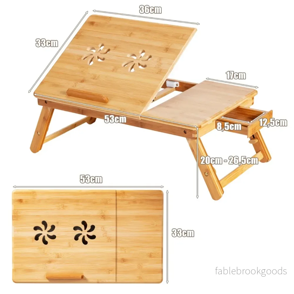 Bambu – laptopbord med höjdjusterbara ben och lutande värmeavledande topp Natural – Natur - Bild 2