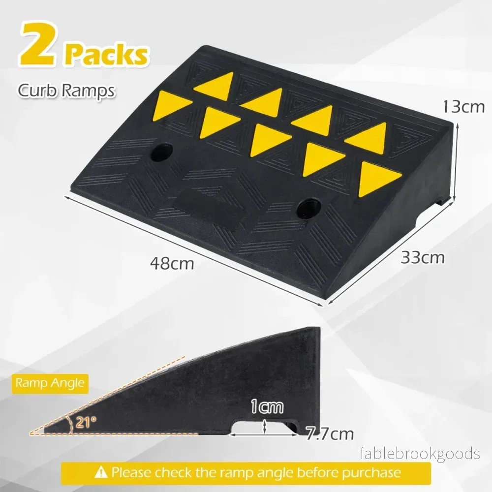 pack – helt gummi tröskelramp med tons bärförmåga – 2 10 122 x 84 x 33 cm – Svart - Bild 2