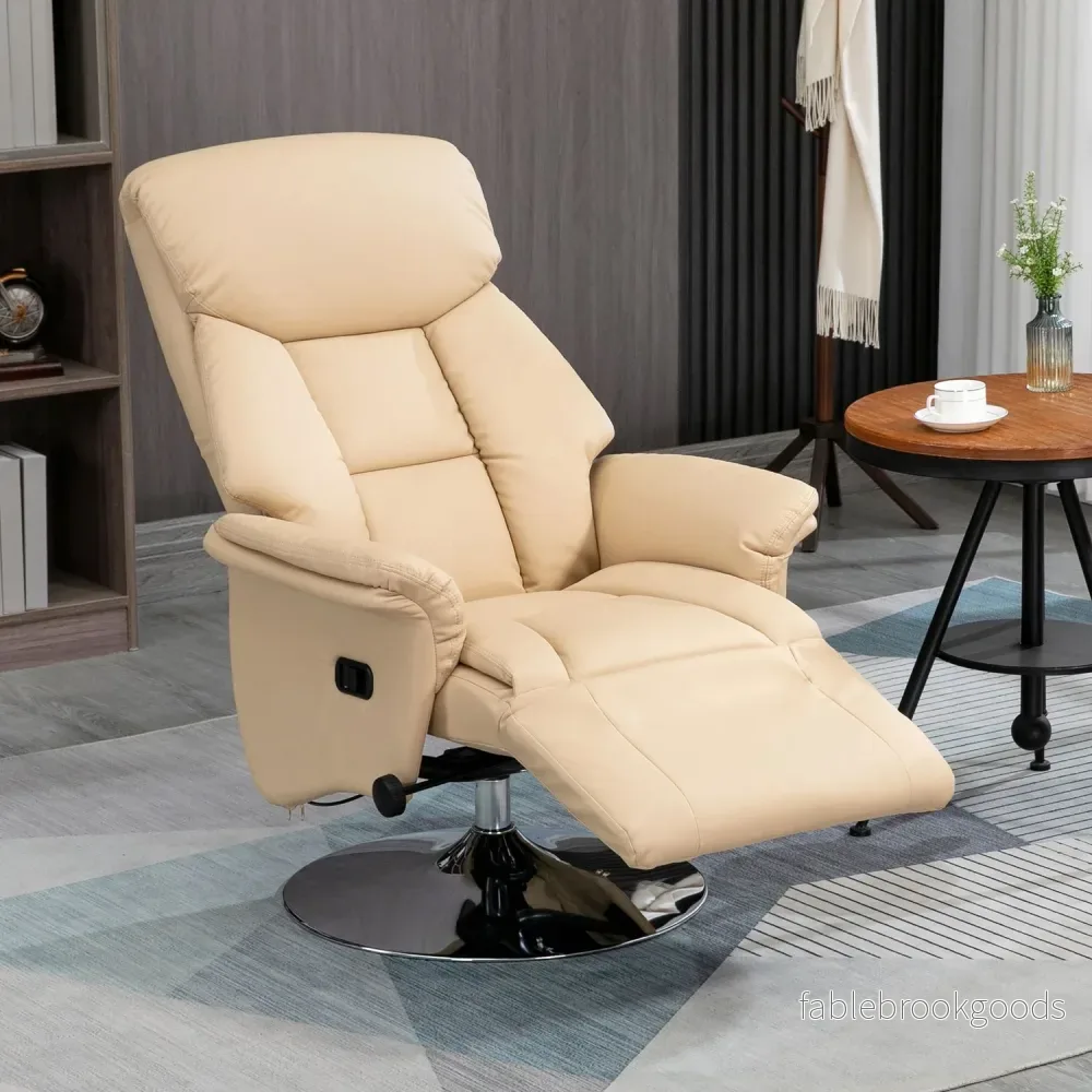 Liggstol, konstläder, 360° vridbar, beige - Bild 2
