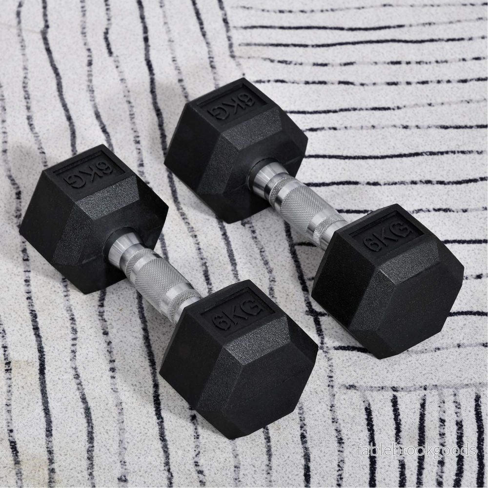 Hexagon Hantlar Set, 2x6 Kg, gummibelagt gjutjärn - Bild 2