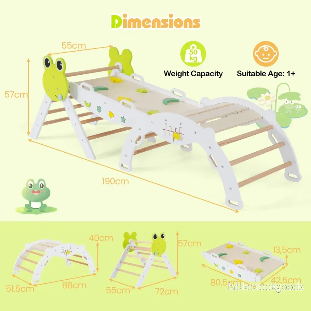 delat – klätterställning med rutschkana, klätterbåge och dubbelsidig ramp, klättertriangel – 3 – Vit - Bild 2