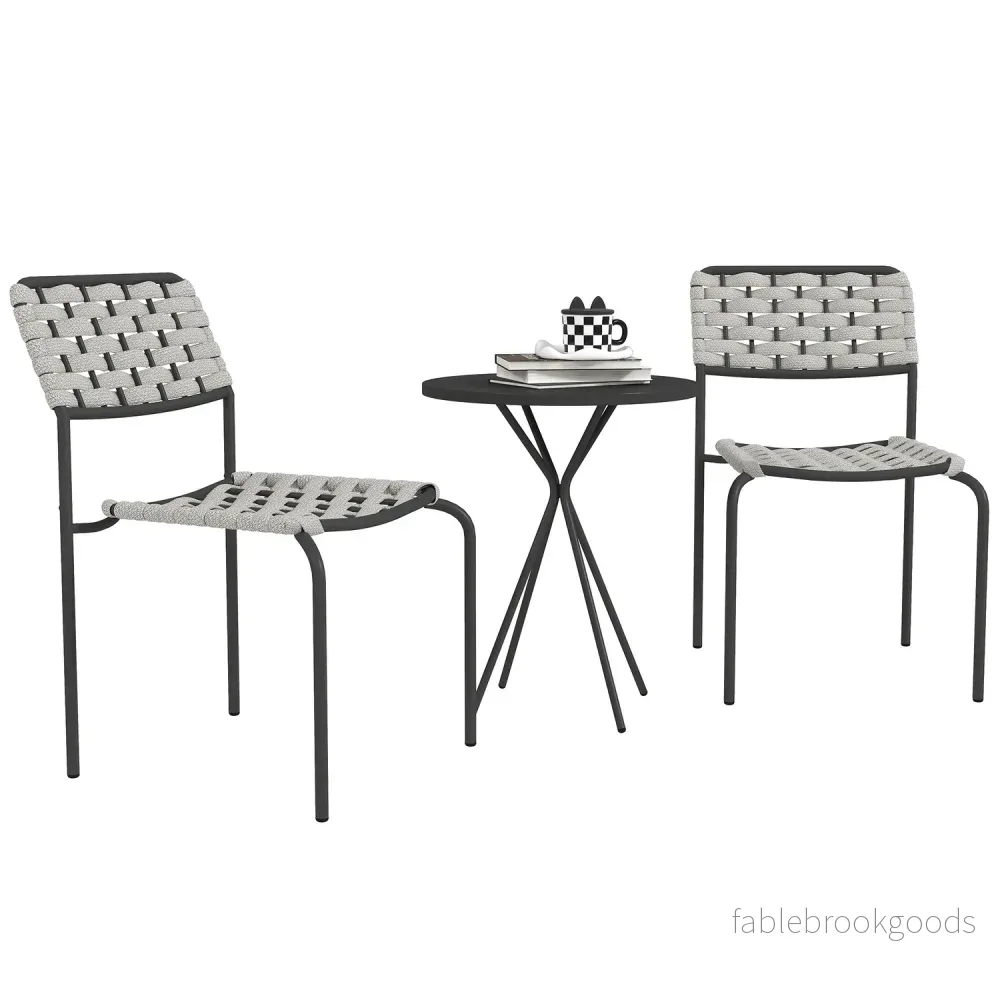 Utomhusmöbler i polyrattan, 3-delat, väderbeständig, grå
