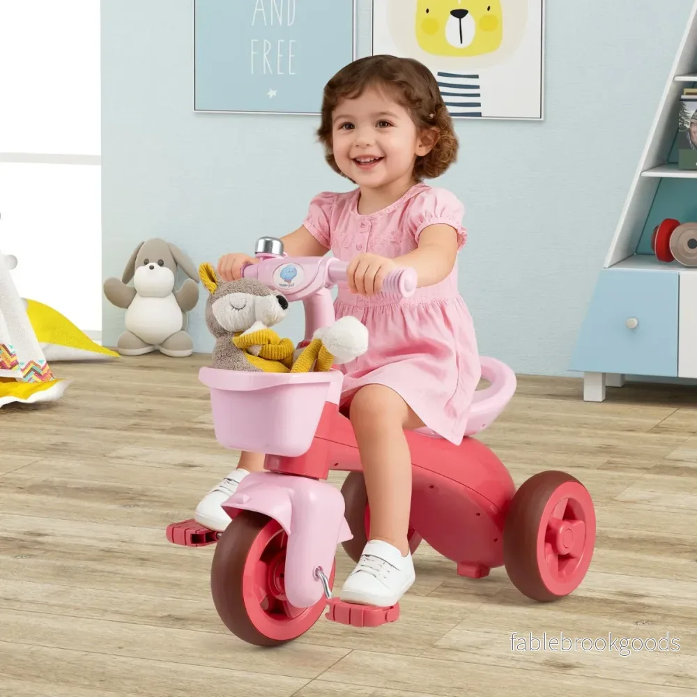 Trehjuling – Barn Cykel med begränsad Styrande Klockspel Och Ergonomiskt Sitt Leksak – Rosa - Bild 3