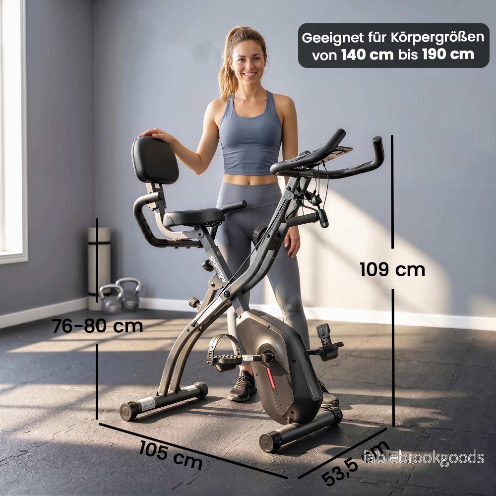 Hopfällbar 3-i-1-motionscykel, Bluetooth LCD, Pulsmätare, Tyst - Bild 3