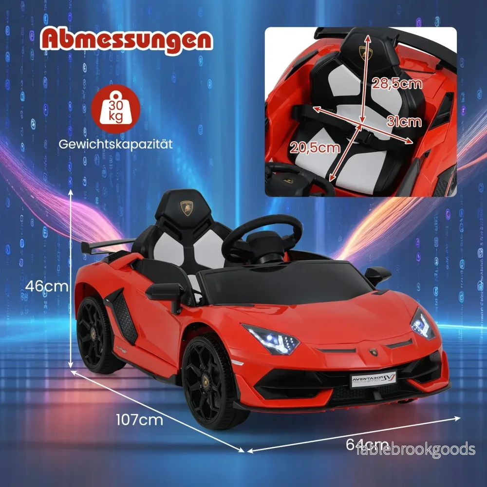 Lamborghini – elbil för barn med 2,4G fjärrkontroll och LED strålkastare Elfordon km/h – 3-5 – Röd - Bild 2