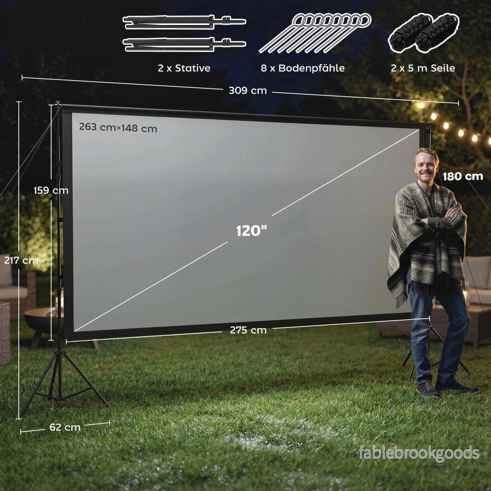 120" projektorduk, 4K/8K, dubbelt stativ - Bild 3
