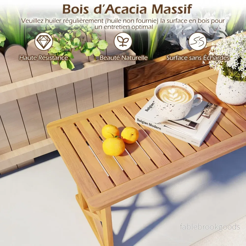 set – utomhusbänk i akacieträ, personer, ryggfri trädgårdsbänk med lamellsits – 2 2-3 – Natur - Bild 3