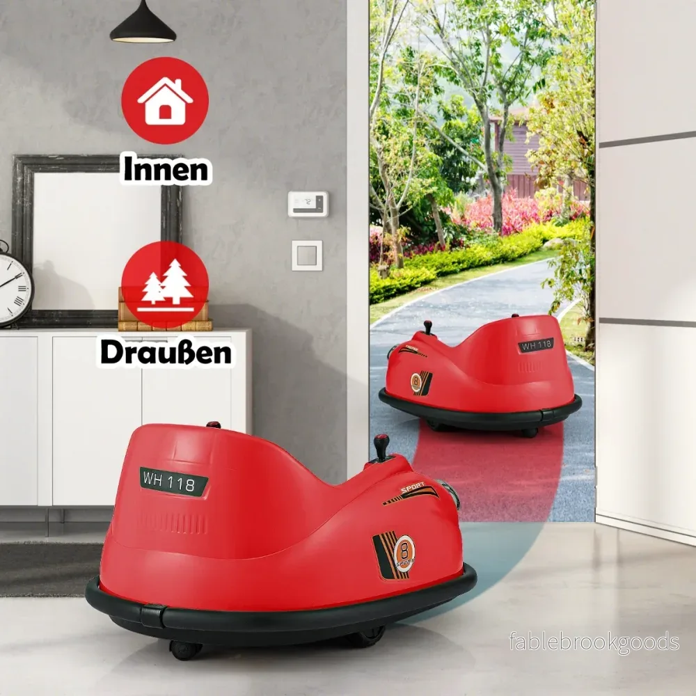 12V – Autoscooter barn elektrisk stötfångarbil med fjärrkontroll och LED lampor musik – Röd - Bild 2