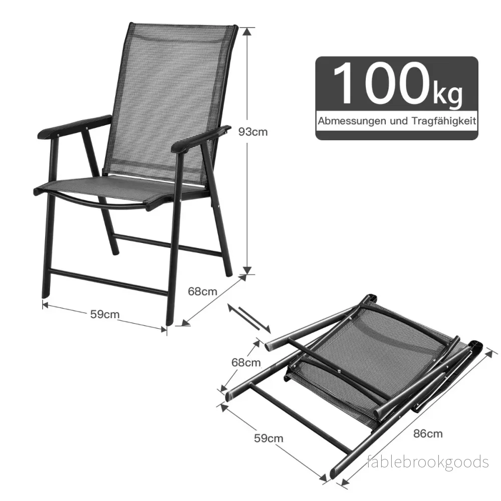 pack – hopfällbara stolar Trädgårdsstol Fällstol Uteplatsstol för campingturer Campingstol – 2 – Grå - Bild 3