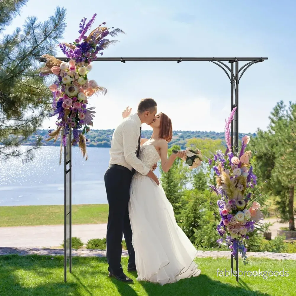 Metall – Rose Arch Trädgårdsbåge för klätterväxter Spaljé – 206 x 52 x 206 cm – Svart - Bild 3