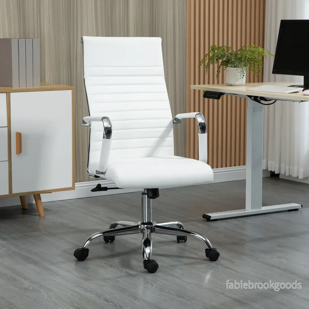 Ergonomisk vit kontorsstol, 360° vridbar, 120 kg Kapacitet - Bild 2
