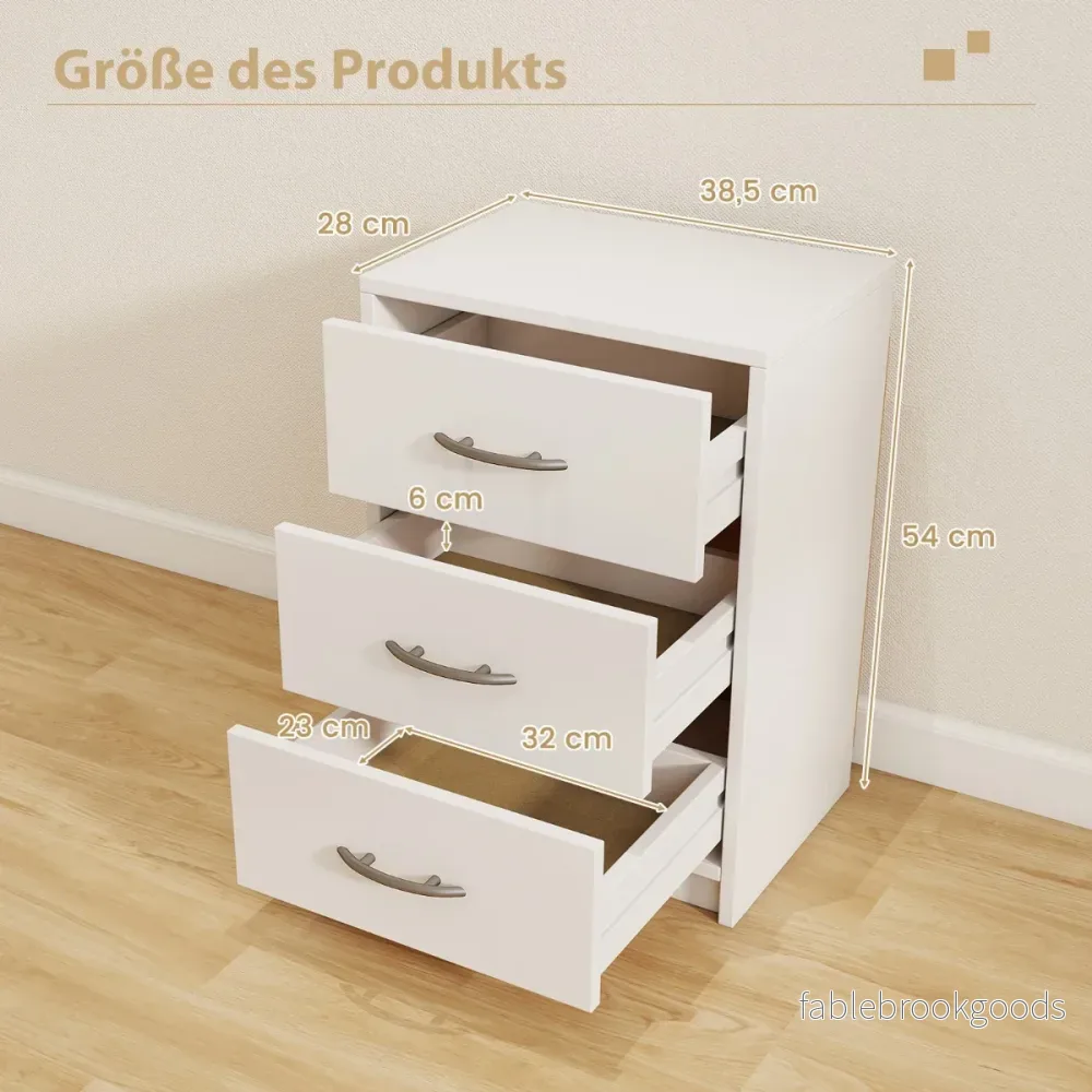 Nattduksbord – med lådor Nattbord för boxspring säng – 3 38,5 x 28 x 54 cm – Vit - Bild 2