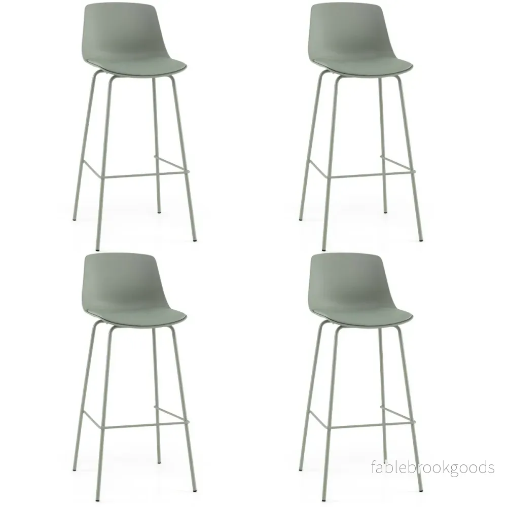 pack – Bardammar med konstläderklädda sitsar och ryggstöd, barstol/bistrostol – 4 – Grön