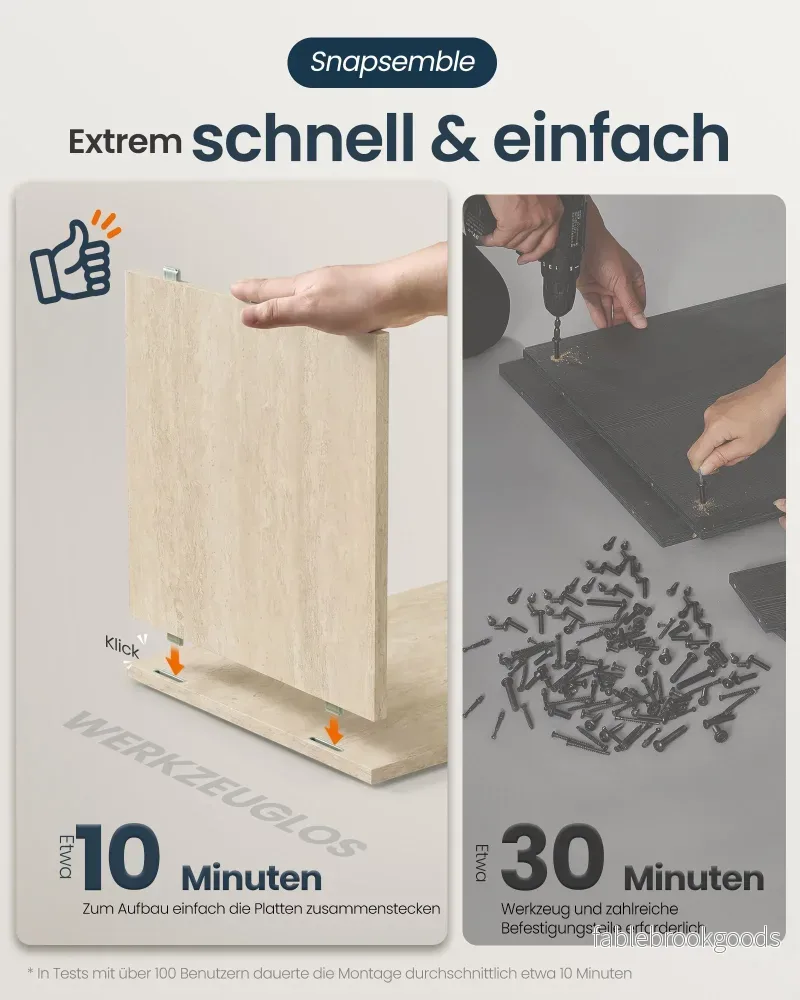 Nachtkastje - Met Lade - Travertijnbeige - 30 x 25 x 59,4 cm - Bild 3