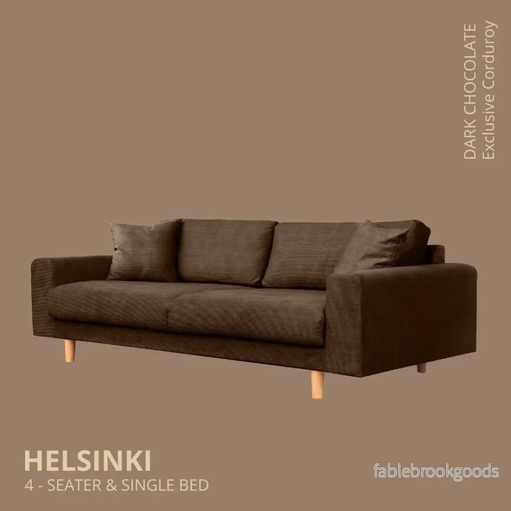 Helsinki 4-seater sofa/single bed, Exclusive Corduroy, Dark Chocolate removable & washable - Bild 2