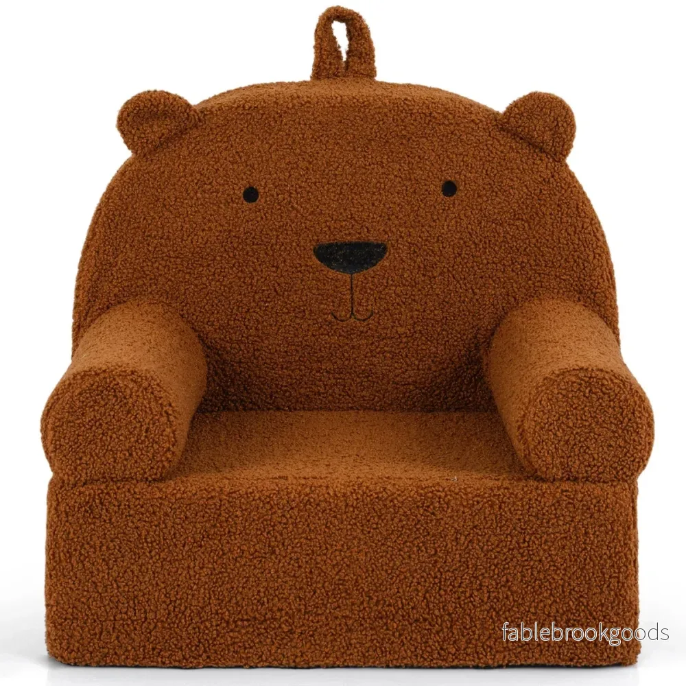 Barnsoffa – Björn barnstol med avtagbar teddypäls klädsel och skumgummi – Brun
