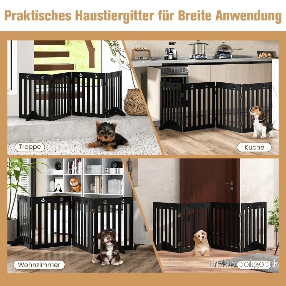 paneler – Hundspärrport Vikbar trappgrind – 4 203 x 60 x 1,5 cm – Brun - Bild 3