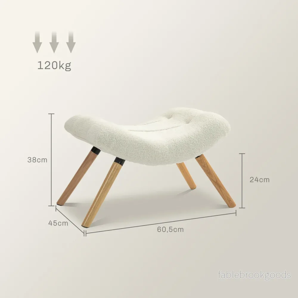 Gräddvit berberfleece fotpall, 120 kg lastkapacitet - Bild 3