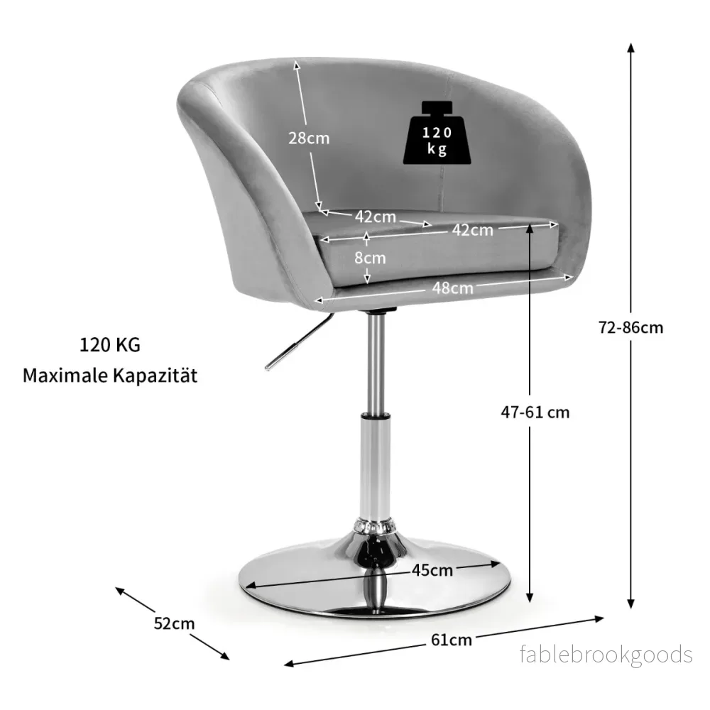 Swivel – Velvet Chair Höjdjusterbar barpall med runt ryggstöd och elastisk sits – Grå - Bild 2