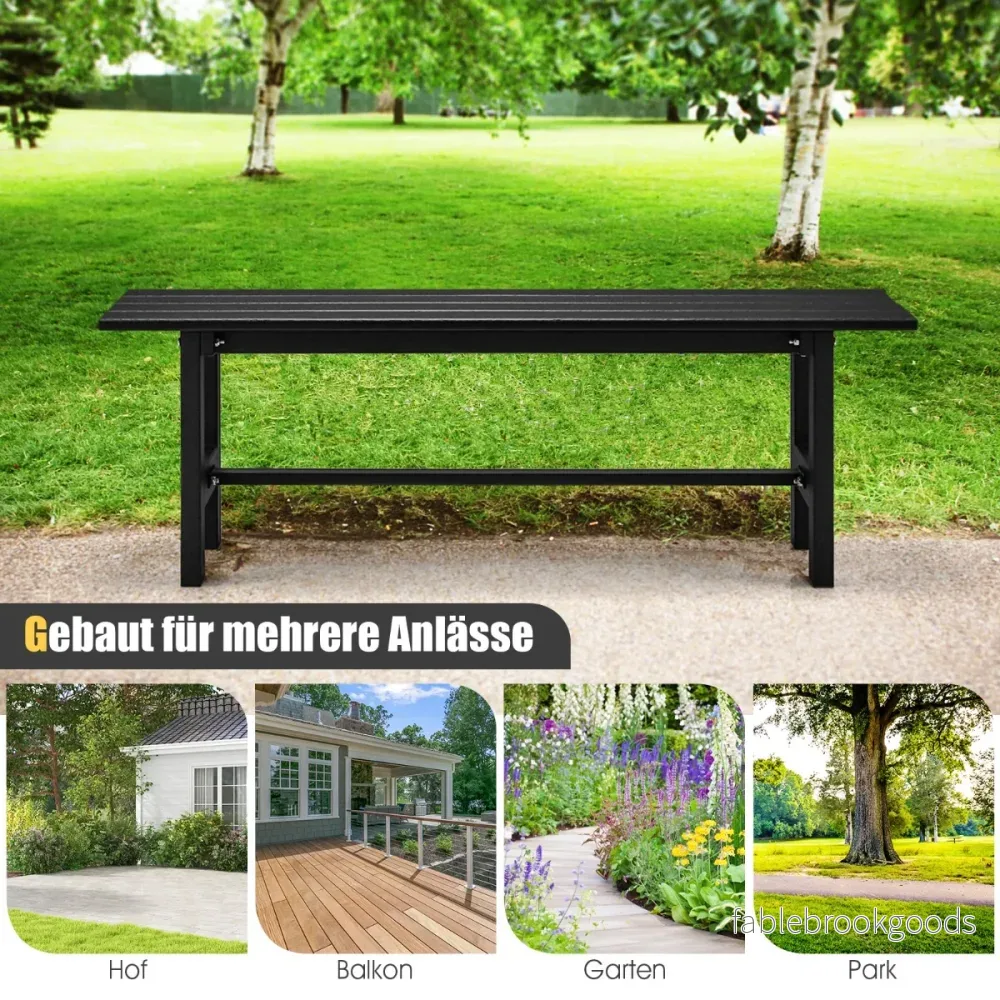 Trädgårdsbänk – för personer med lamellsäte upp till lastkapacitet – 2 300 kg 120 x 36 x 40,5 cm – Svart - Bild 3