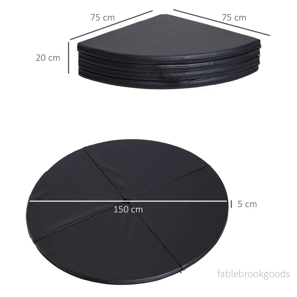 Svart stötdämpande dansstångsmatta, Ø 150cm, hopfällbar - Bild 3