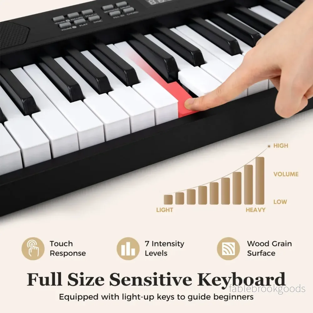 tangenter – hopfällbart pianoklaviatur fullskaligt elektroniskt keyboard med MIDI och Split funktion – 61 – Svart - Bild 3