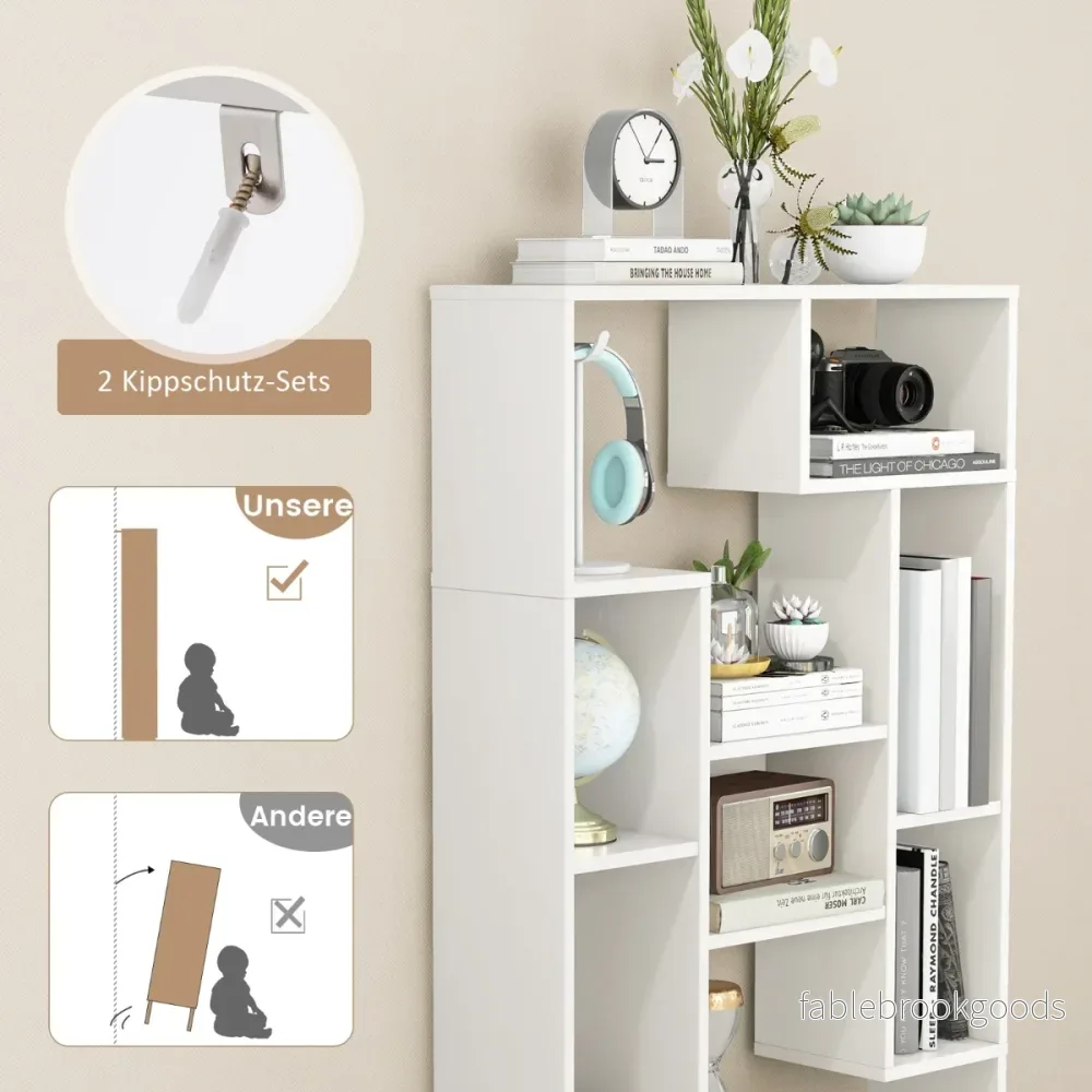 Modern – bokhylla med öppna hyllor och tippskydd Geometrisk multifunktionshylla – Vit - Bild 3
