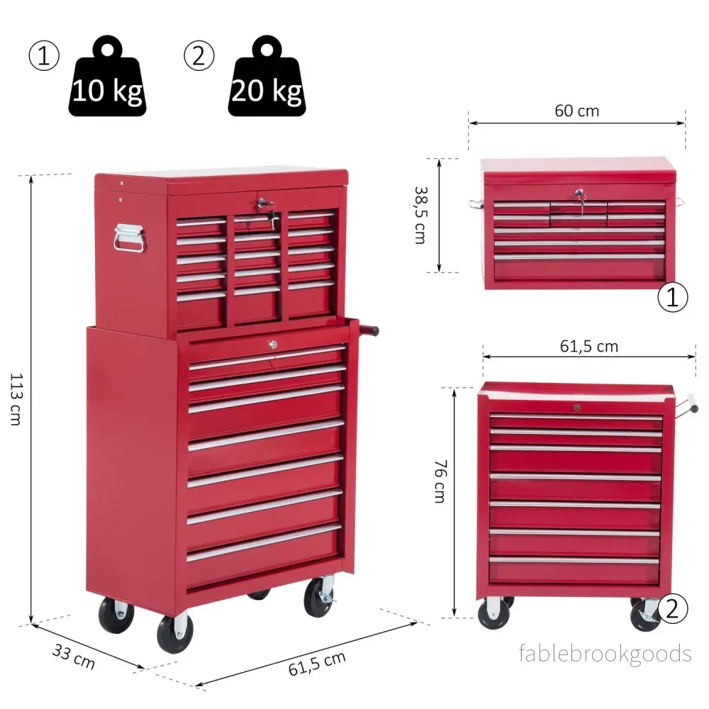 Metal Tool Trolley – Röd mobil verkstadsförvaring - Bild 3