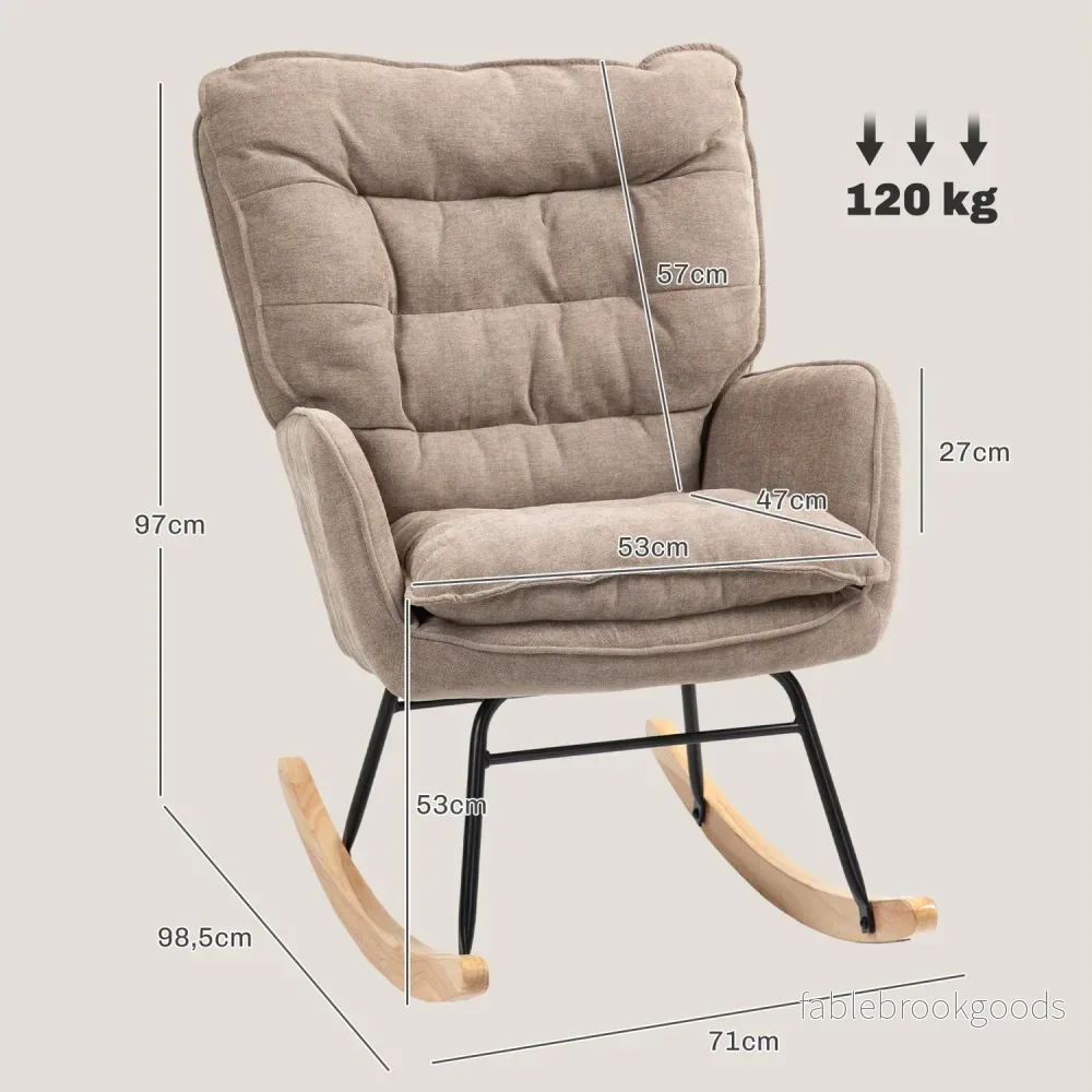Brun fåtölj – Chenille Look, 120 kg Capacity Rocker - Bild 3