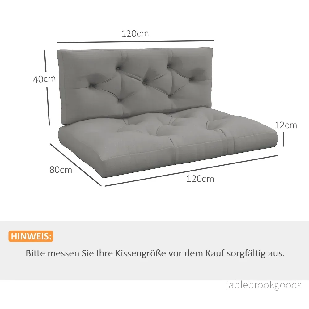 Set med utomhuskuddar, tuftade, 120x80x12 cm, ljusgrå - Bild 3