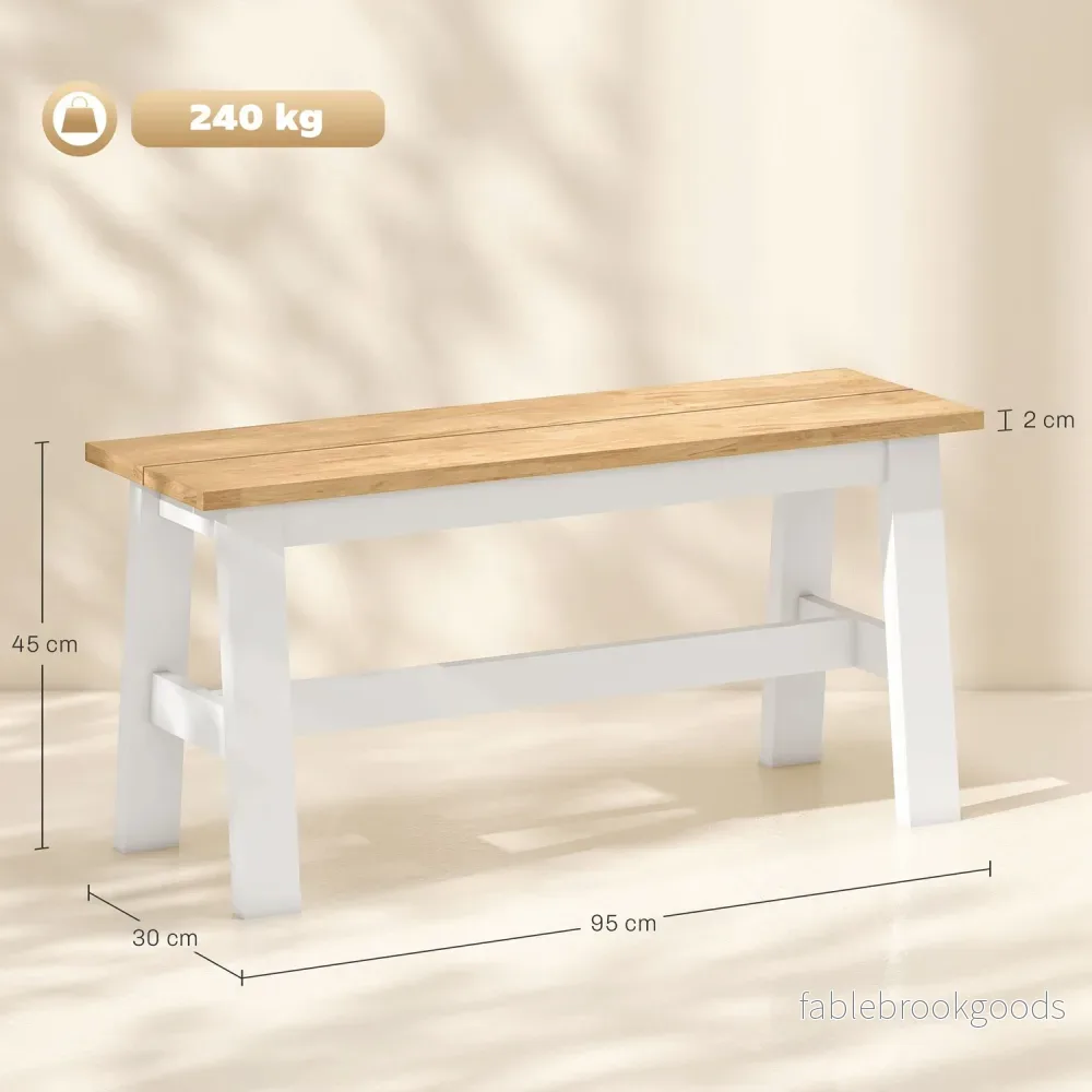 Träbänk för 2, ekfinish, gummiträ, 45 cm hög - Bild 3