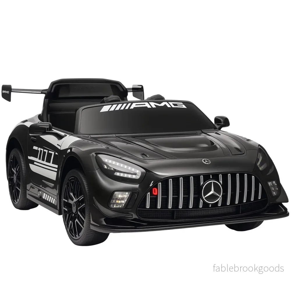 Barnbil, 12V-batteri, LED-lampor, musik, svart