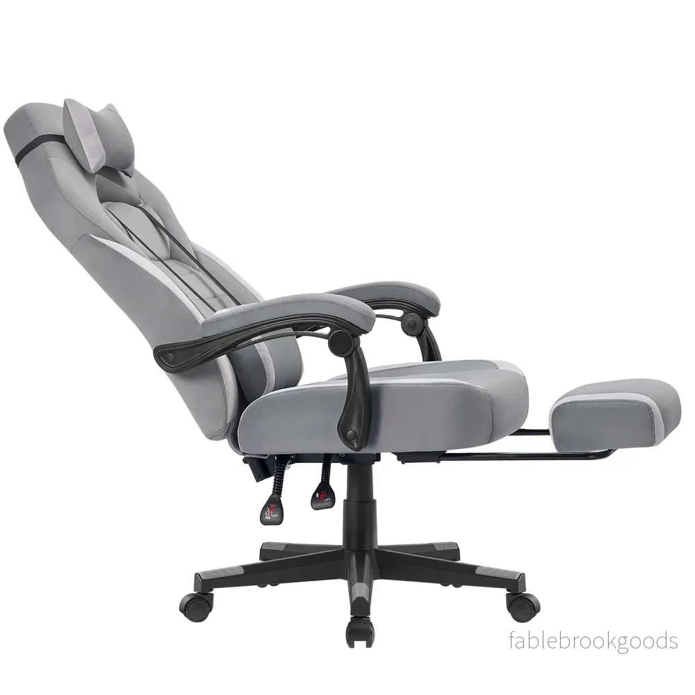 Gamingstoel - Ergonomisch - Met Voetensteun - Verstelbare Hoofdsteun - Grijs - Bild 2