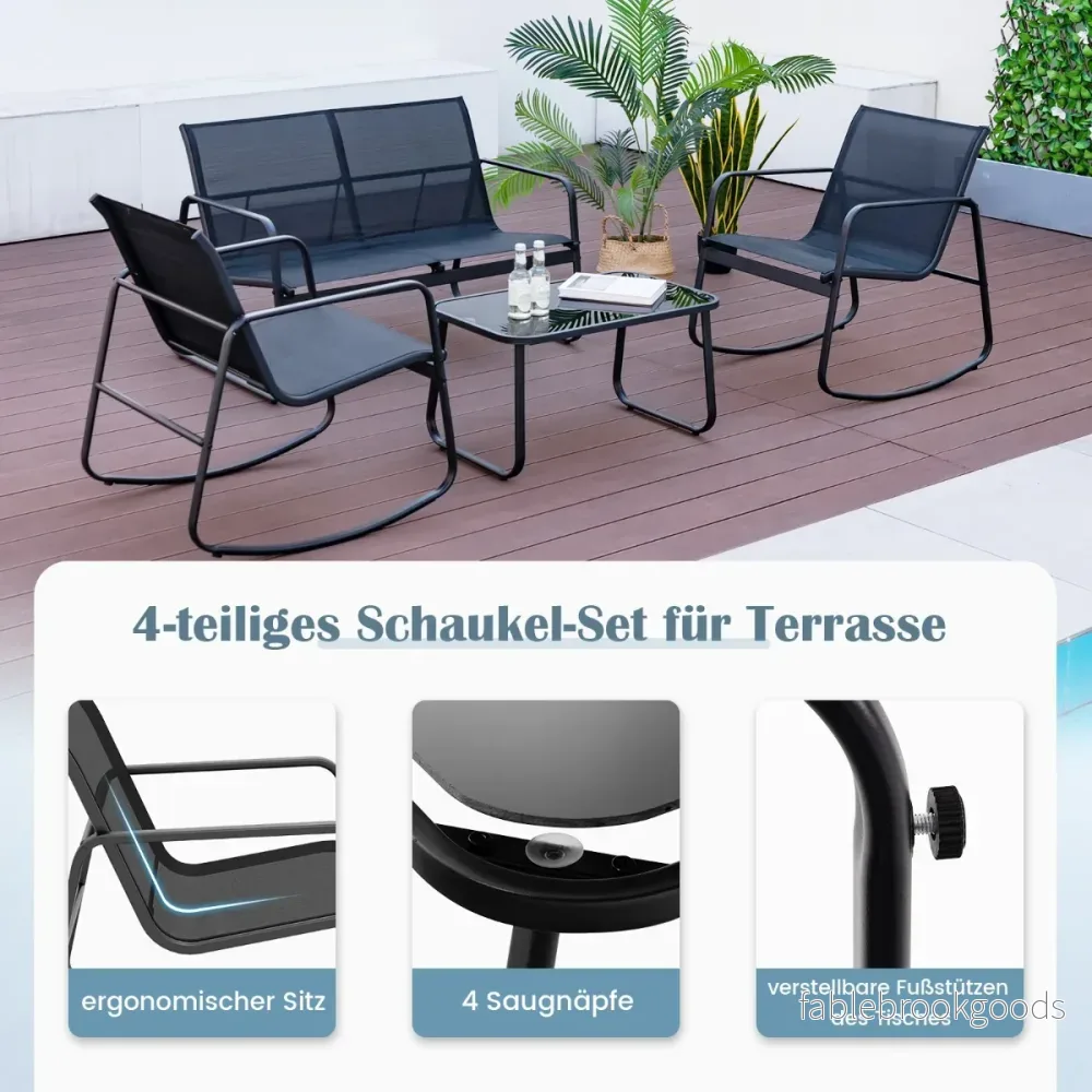 delat – set Trädgårdsmöbelset med mjuk gungrörelse sittgrupp för personer – 4 4 – Svart - Bild 2
