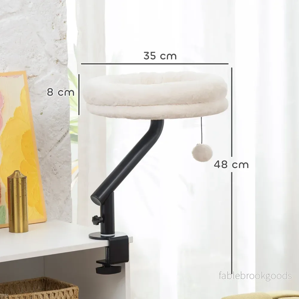 Kattbädd, 360° roterande, justerbar höjd, krämfärgad - Bild 3
