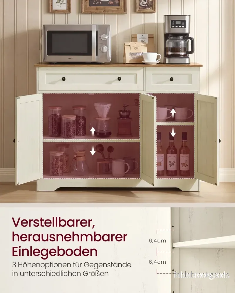 Keukenkast - 107 cm Breed - 2 Lades - 3 Deuren - Vintage Wit - Bild 3